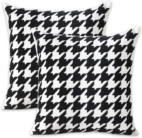 Vista 10 de Juego de 2 fundas de almohada decorativas bordadas, estilo bohemio, lona de algodón, para patio, sofá, sala de estar, 18 x 18 pulgadas