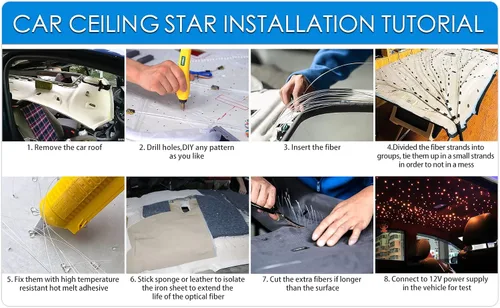 Vista 6 de ATOKEE Kit de Luces de Techo Estrellado Twinkle de 16W con 200 piezas, Fibra Óptica de Tamaño Compacto de 0.03 pulgadas 6.5 pies, Luces de Techo