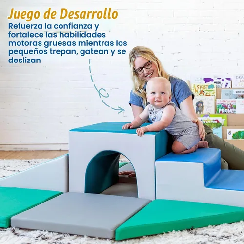 Vista 3 de ECR4Kids SoftZone Lincoln - Escalador de túneles para niños, contemporáneo