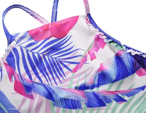 Vista 6 de Cadocado Traje de baño de bikini para niñas espalda cruzada para playa deporte con volantes traje de baño