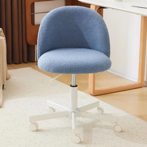 Vista 13 de VINGLI Silla Candy sin Brazos, Linda Silla de Escritorio, Cómoda Silla Pequeña de Oficina con Ruedas, Silla de Tocador con Soporte Lumbar, Silla