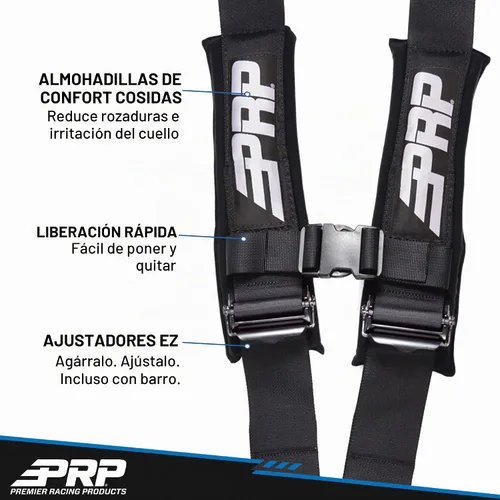 Vista 3 de PRP Arnés Surelatch de 4 puntos de 2 pulgadas con acolchado de 2 pulgadas, ajustadores EZ, correa extraíble (paquete de 2 negro)