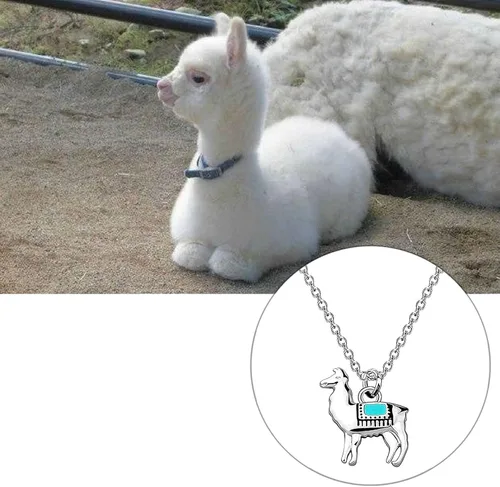 Vista 6 de BNQL Collar de llama diminuta regalo collar colgante de alpaca sin drama llama joyería