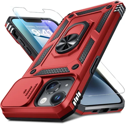 Vista 9 de Janmitta Funda para iPhone 8 Plus/7 Plus/6 Plus, Cubierta de Teléfono con Cubierta Deslizante Integrada para Lente de Cámara + Protector