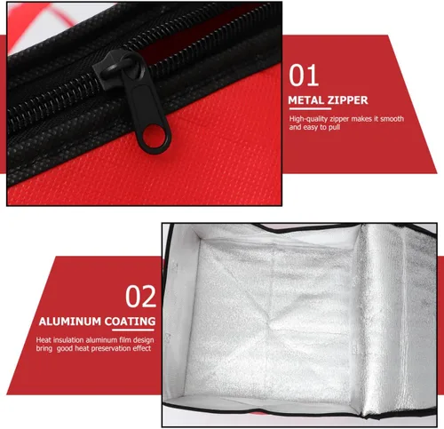 Vista 9 de Bolsa de comida aislada para pizza, bolsa de gran capacidad, reutilizable, calentamiento, catering, restaurantes, transporte para alimentos