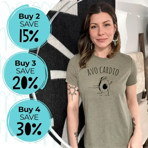 Vista 3 de Cute Women's Screen Printed Crew Neck Tee, Shirts With Sayings, Dusty Blue or Olive
