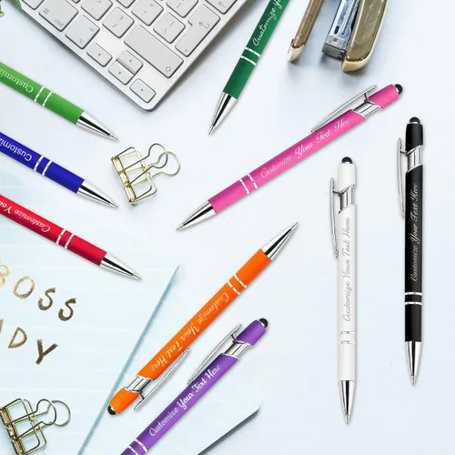 Vista 7 de Bolígrafos personalizados con lápiz óptico y grabado gratis, bolígrafos personalizados para negocios, graduación, aniversarios (hasta 500 unidades)