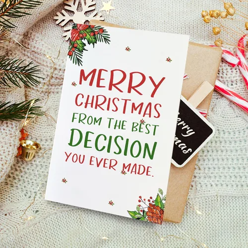 Vista 5 de Qiliji Tarjeta de Navidad romántica para él y ella, divertida tarjeta de Navidad para marido, esposa, novio y novia, regalo de tarjeta de Navidad