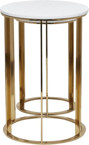 Vista 10 de Deco 79 Mesa auxiliar de metal con parte superior de mármol, juego de 2 mesas auxiliares de 24 pulgadas, 20 pulgadas de alto, dorado