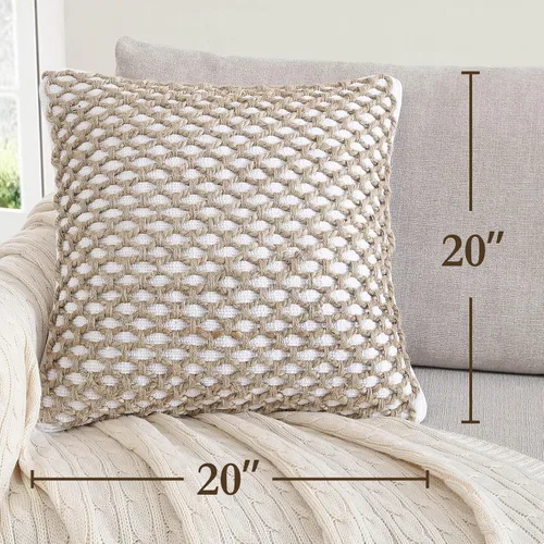 Vista 3 de Boho Living Jada - Funda decorativa para almohada, incluye acento, diseño tejido premium, decoración para sala de estar, (2) funda de almohada de 20