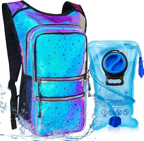 Vista 9 de Paquete de hidratación, mochila de agua con vejiga de hidratación de 3 L, aislamiento ligero, esencial para festivales, mochila de hidratación rave