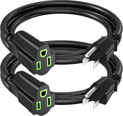 Vista 15 de Cable de extensión de alimentación de 0.5 pies/6 pulgadas (paquete de 10), cable de extensión eléctrico corto de 3 clavijas, salida única