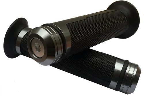Vista 2 de Puños de gel para manillar gris titanio con tapas de titanio compatibles con Kawasaki Z125 Pro 2018
