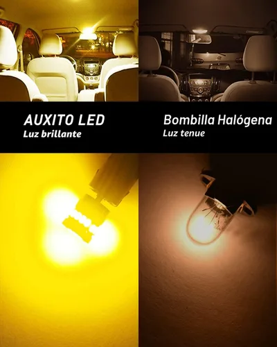 Vista 4 de AUXITO 194 Bombilla LED Ámbar Amarillo 168 2825 W5W T10 Cuña 24-SMD 3014 Chipsets Bombillas de Repuesto para Luces de Cúpula, Mapa, Placa