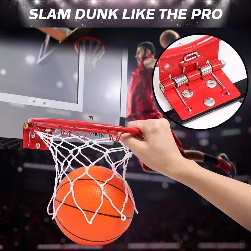 Vista 3 de Large Indoor Mini Basketball Hoop Set for Kids and Adult 24 X 16 Inch Board Family Games for Home and Office Door & Wall with 3 Balls and Complete