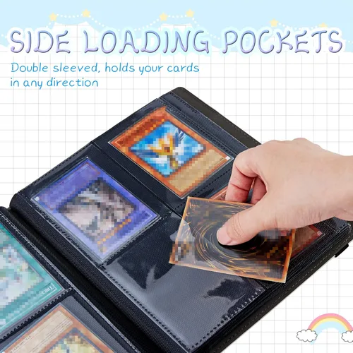 Vista 3 de Rossy Carpeta de tarjetas con 4 bolsillos, carpeta de tarjetas intercambiables, álbum de colección de tarjetas, para 160 tarjetas de carga lateral