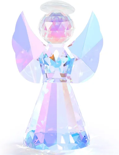 Vista 13 de YWHL Figura decorativa de ángel de cristal azul, estatua de guardián de cristal, regalo bonito de adorno de ángel para mujer