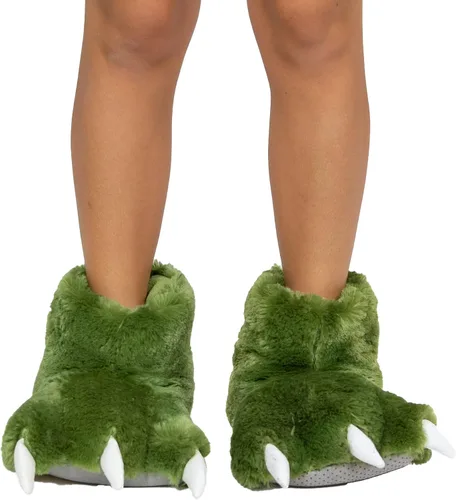 Vista 2 de Lazy One - Pantuflas con diseño de garra de animal para niños y adultos, disfraz divertido para niños, cálidas pantuflas peludas