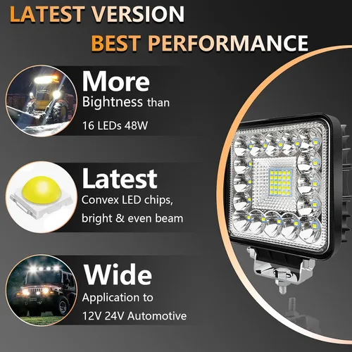 Vista 3 de Luces LED para tractor de 4 pulgadas con forma de cubo de 12 V, 120 W, luces antiniebla para camiones, barcos, SUV