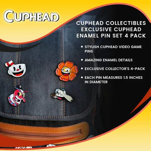 Vista 4 de Cuphead Collectibles Exclusivo juego de 4 pines esmaltados Cuphead