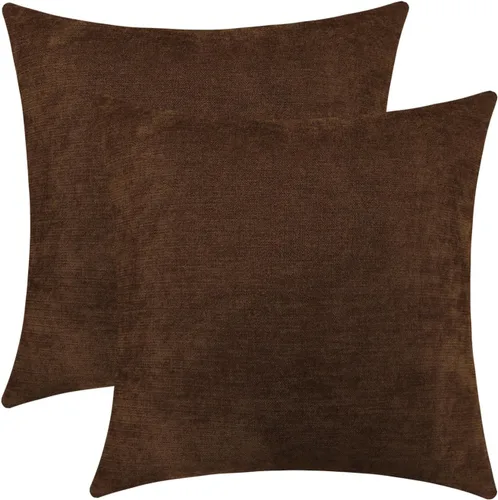 Vista 28 de Juego de 2 fundas de almohada decorativas de pana burdeos suaves y acogedoras, fundas de cojín cuadradas de chenilla para sofá, decoración de sala