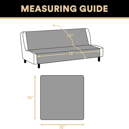 Vista 2 de Funda para futón sin brazos, protector de muebles con parte inferior elástica, reversible, acolchada, ancho de hasta 70 pulgadas, resistente al Negro