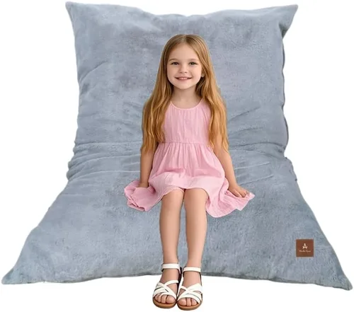 Vista 8 de Silla de Puf Wonder Space – Relleno de Espuma Suave Funda Desmontable y Lavable Tela Ultrasuave de Felpa - Cojín de Piso Minimalista para Niños