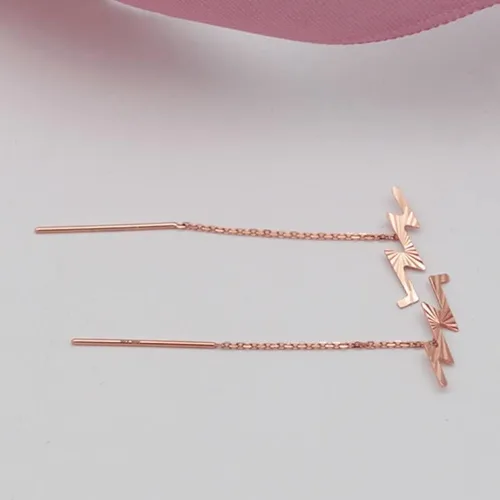 Vista 5 de SAGEKING 2024 New 585 Purple Gold Unusual Short Ear Line Plated 14K Rose Gold Simple Geometric Earrings For Women Suitable For Daily Jewelry Fashion
