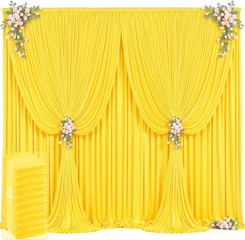 Vista 47 de 20 pies x 12 pies Cortinas de Telón de Fondo Azul Bebé Sin Arrugas para Bodas y Fiestas, Telón de Fondo de Tela Azul, Cortinas para Bodas