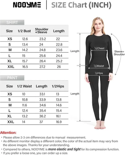 Vista 6 de NOOYME Ropa interior térmica para mujer, pantalones largos para mujer, capa base para mujer, clima frío, Versión engrosada mejorada