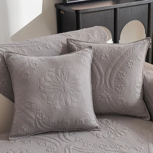 Vista 11 de vctops Funda acolchada de algodón para sofá, funda de sofá con bordado floral de granja, antideslizante, suave, festoneado, protector de muebles