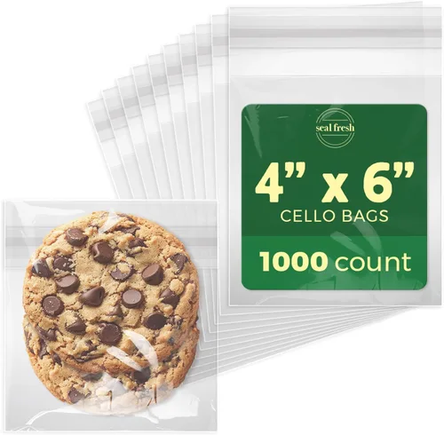 Vista 8 de Seal Fresh Bolsas de celofán autosellantes, 2 x 2 pulgadas (1000 unidades), bolsa de plástico transparente resellable para violonchelo, bolsas