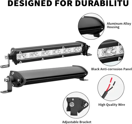 Vista 5 de Barra de luz LED verde de una sola fila de 7 pulgadas, 18 W, luces antiniebla, luces antiniebla de conducción de trabajo, 12 V, 24 V, ultrafina