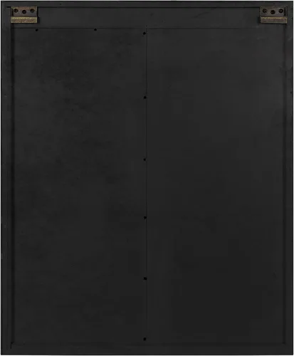Vista 8 de Kate and Laurel Cates - Armario decorativo de madera para almacenamiento de pared con espejo rectangular y puerta corrediza de granero, 22 x 28 Gris