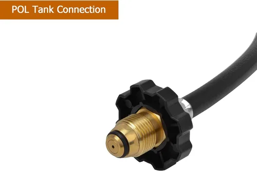 Vista 6 de only fire Regulador de propano horizontal de dos etapas, manguera de propano de 5 pies y 1/4" NPT con conexión POL Regulator Inlet 1/4" Female NPT
