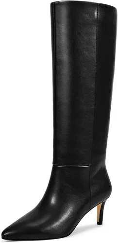Vista 7 de wetkiss Botas altas hasta la rodilla para mujer, con tacón de gatito y diseño de punta puntiaguda, clásicas y sexys