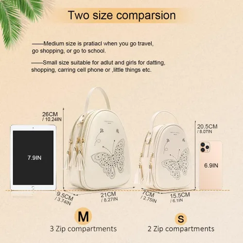 Vista 7 de APHISON Mochila grande de moda, mochila pequeña, color blanco