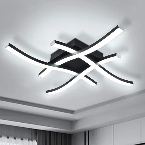 Vista 15 de EDISLIVE Moderna lámpara de techo LED regulable curva, 2 luces de 22.5 pulgadas, lámpara de techo minimalista LED empotrada para dormitorio