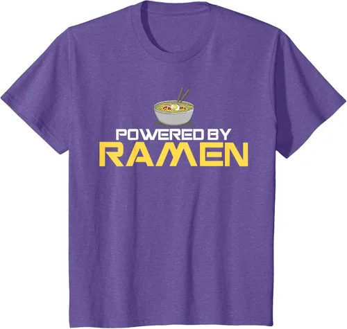 Vista 40 de Camiseta de fideos de anime japoneses Powered By Ramen, Negro, S