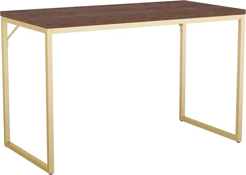 Vista 14 de Martha Stewart Noah Home Office Parsons Escritorio en grano de madera gris con marco de metal de bronce aceitado