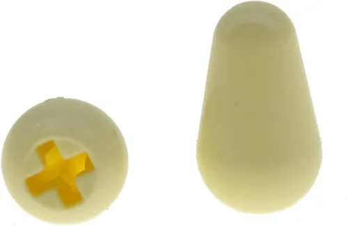 Vista 3 de KAISH 2 piezas Interruptor Selector de Pastilla de 5 Vías Punta Interruptor Tapa Interruptor Botón para USA Stratocaster/Strat Envejecido Blanco