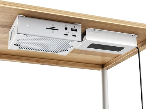 Vista 9 de Soporte para debajo del escritorio para Thunderbolt 4/Thunderbolt 3 Dock y cable de alimentación, estante de almacenamiento de hierro debajo