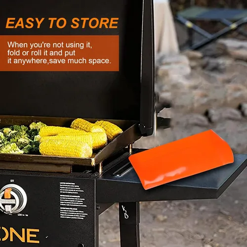 Vista 5 de Funda de silicona para parrilla Blackstone, borde completo mejorado: tapete resistente de grado alimenticio de 17 pulgadas, protege el grado de 43