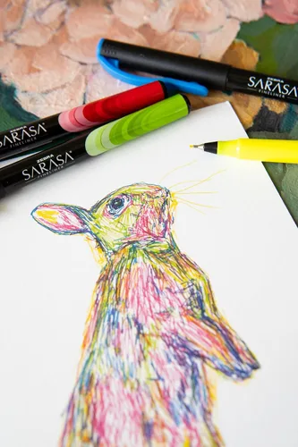 Vista 5 de Zebra Pen Sarasa Fineliner rotulador, punta de aguja, 0.031 in, colores de tinta surtidos, paquete de 8 Tinta de calidad de archivo, sin ácidos