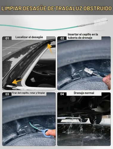 Vista 2 de Herramienta Mejorada de Limpieza de Drenaje de Techo Solar Automático, Cepillo de Drenaje Flexible de 78 Pulgadas, Limpiadores de Tubería Larga