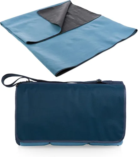 Vista 10 de Manta de picnic para exteriores Picnic Time Tote, tamaño XL, color azul a rayas Tartán negro