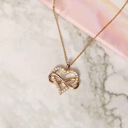 Vista 7 de Sash & Soph Collar de corazón infinito para mujer, collar de corazón de plata de ley 925 para novia, colgante de corazón de amor en cadena de 18