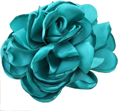 Vista 15 de Huralona 10 flores de cinta de satén para manualidades, lazo, boda, diciembre, vintage, flores de tela, rosas artificiales para tocado, apliques