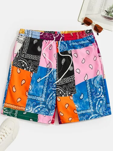 Vista 3 de Cozyease Pantalones cortos gráficos para hombre, cómodos, elásticos, casuales, para verano, entrenamiento, atlético, gimnasio, pantalones cortos