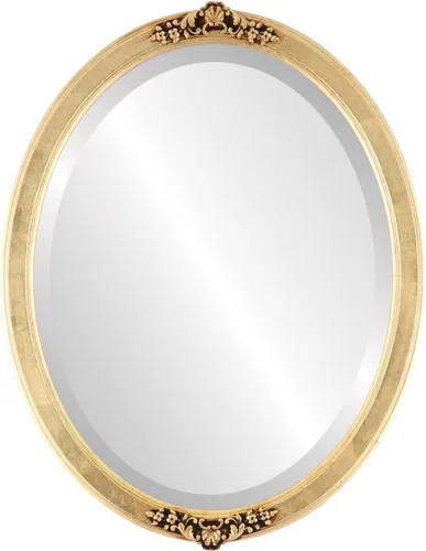Vista 8 de Espejo de pared biselado ovalado para decoración del hogar, estilo Athena, negro plateado, dimensiones exteriores de 14 x 18 pulgadas